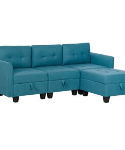 HOMCOM 'L' Shape Modular Sofa, with Storage - Light Blue