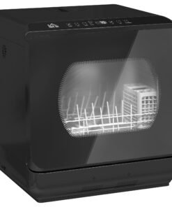 HOMCOM Table Top Dishwasher with Built-in 6L Water Tank, Mini Countertop Dishwasher with 6 Programs, 4 Place Settings, Black