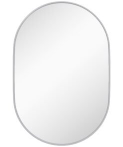 HOMCOM 60cm Round Tempered Glass Bathroom Mirror - Silver Tone