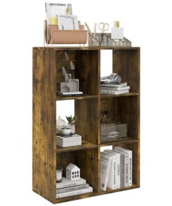 HOMCOM 6-Cube Bookshelf - Rustic Brown