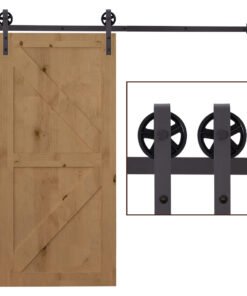 HOMCOM 6ft Modern Single Sliding Barn Door Track Kit Set Closet Hardware for Single Wooden Door