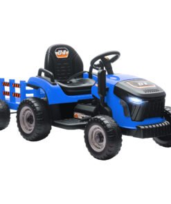 AIYAPLAY 12V Ride on Tractor and Trailer with Remote Control, Music, Shifter, Start-Up Sound, for Kids Ages 3-8 Years, Blue