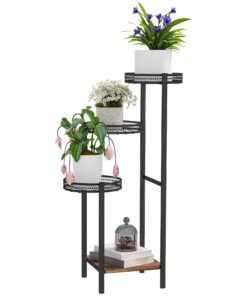 Outsunny Four-Tier Steel Plant Stand - Black