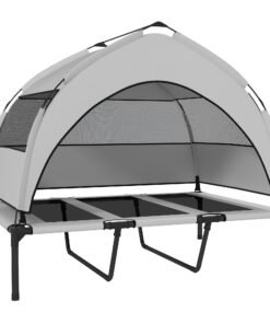 PawHut Portable Elevated Dog Bed with Removable Canopy, Cooling Raised Pet Cot for Large Dogs, 106 x 76 x 94 cm