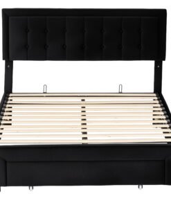 HOMCOM Double Ottoman Bed Frame, with Front Drawer - Black