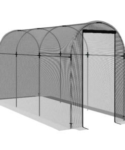 Outsunny 360 x 120cm Galvanised Steel Fruit Cage, Plant Protection Tent with Zipped Door, Black