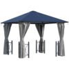 Outsunny 3 x 3(m) Hardtop Gazebo Canopy with Polycarbonate Roof, Steel & Aluminium Frame, Garden Pavilion with Mosquito Netting and Curtains, Black