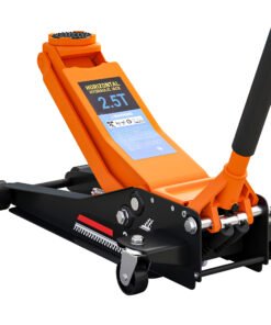 HOMCOM 2.5 Ton Hydraulic Low-Profile Floor Jack, with 7.5-47cm Lifting Range, Wheels, Orange