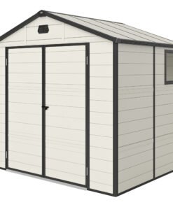 Outsunny 7.9ft x 6.2ft Aluminium Frame and Plastic Wall Shed, with Foundation - Cream White