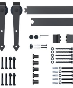 HOMCOM 6.6FT Carbon Steel Sliding Door Kits Barn Hardware Closet Set Antique Style Track System For Single Wooden Door