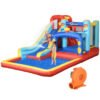 Outsunny 4-in-1 Bouncy Castle, with Slide, Trampoline, Climbing Wall, Blower, Multicoloured