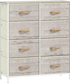 HOMCOM Chest of Eight Fabric Drawers - Natural Wood Finish