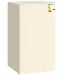 HOMCOM 91 Litre Freestanding Under Counter Fridge Freezer, Small Fridge with Chiller Box, Adjustable Thermostat, 47.5cm Wide, Beige
