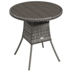Outsunny 70cm Four-Person Wood-Effect Rattan Table - Grey