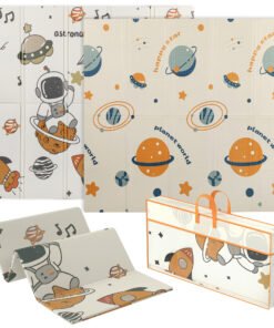 AIYAPLAY Baby Play Mat, Double Sideded Foldable Kids Crawling Mat, Reversible & Waterproof, Astronaut and Planet