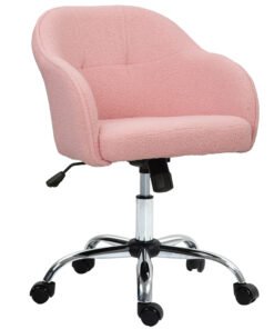 HOMCOM 46-56 cm Teddy Fleece Office Chair - Pink