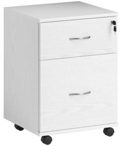 HOMCOM Two Drawer Lockable Filing Cabinet - White Wood Grain
