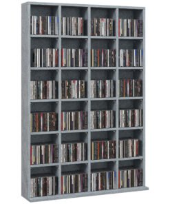 HOMCOM CD Storage Unit with Adjustable Shelves, 89 x 130.5 cm, Cement Grey