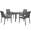 Outsunny Five-Piece Metal Dining Set, with Glass-Top Table - Grey