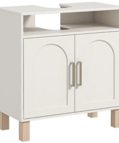 HOMCOM Under Sink Cabinet for Basin without Pedestal - Cream White
