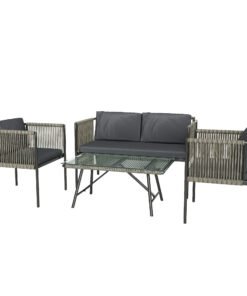 Outsunny Four-Piece Round Rattan Rope Sofa Set - Grey