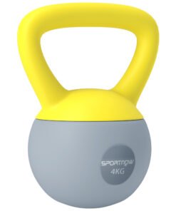 SPORTNOW 4KG Soft Kettlebell, Kettle Bell with Non-Slip Handle for Home Gym, Weight Lifting, Strength Training, Yellow/Grey