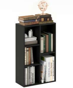 HOMCOM 2-Tier Bookshelf with 5 Compartments - Black