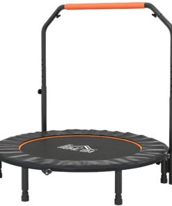 HOMCOM 48" Foldable Mini Fitness Trampoline, with Adjustable Foam Handle, Orange