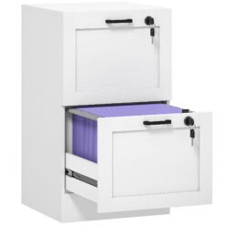 HOMCOM 2-Drawer Filing Cabinet with Lock - White