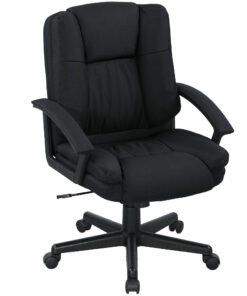 HOMCOM Linen-Look Padded Office Chair - Black