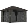 Outsunny 3.6 x 3 m Aluminium Hardtop Gazebo, with Accessories - Dark Grey