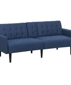 HOMCOM Three-Seater Sofa Bed, with Cupholders - Dark Blue
