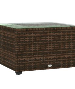 Outsunny 62 x 62cm Glass-Top Rattan Side Table - Brown