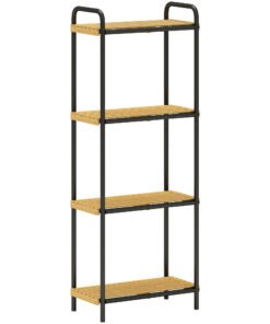 HOMCOM 4-Tier Bamboo Bathroom Storage Shelf, Freestanding Narrow Shelving Unit with Slatted Shelves for Kitchen Bathroom Living Room, 41.5 x 21.5 x 106 cm, Natural and Black