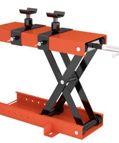HOMCOM 500 kg Motorcycle Scissor Lift Jack, Heavy Duty Steel Adjustable Motorbike Lifting Hoist Stand with Safety Pin, Foldable Lifter for Dirt Bike Repair Maintenance, 45x15 cm Large Platform, Orange
