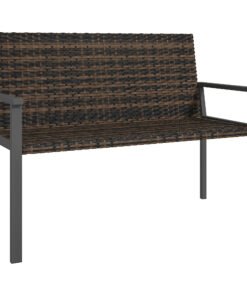 Outsunny 2 Seater Rattan Garden Bench, Outdoor Bench with Quick-Drying Cotton Padding, Wicker Garden Loveseat with Armrests, Steel Frame for Patio, Park, Mixed Brown