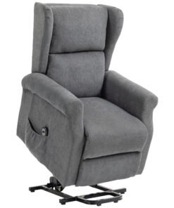 HOMCOM Power Lift Recliner Armchair, Electric Lift Chair for Elderly, Fabric Riser and Reclining Chair with Remote Control, Side Pockets, Extended Footrest, for Living Room, Charcoal Grey