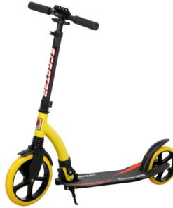 HOMCOM Foldable Kick Scooter with Double Shock Absorption and Big Wheels, Height Adjustable Aluminium Frame Big Wheel Scooter for 14+ Teens Adult - Yellow