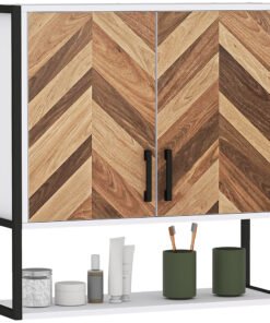 HOMCOM Bathroom Cabinet Wall Mounted, Bathroom Wall Cabinet Medicine Cabinet with 2 Doors, Adjustable Shelf, Walnut