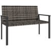 Outsunny Two-Seater Rattan Bench - Mixed Grey