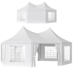 Outsunny 6.8 x 5m Octagonal Marquee Gazebo - White