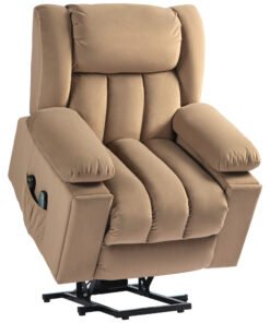 HOMCOM Velvet-Feel Electric Riser, Recliner and Massage Armchair - Light Brown
