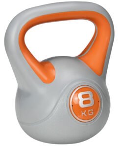 SPORTNOW Kettlebell, 8kg Kettle Bells with Handle for Home Gym Weight Lifting and Strength Training, Orange and Grey