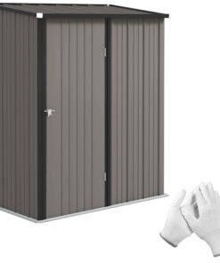 Outsunny 5.3 x 3.1ft Corrugated Steel Garden Shed - Light Grey