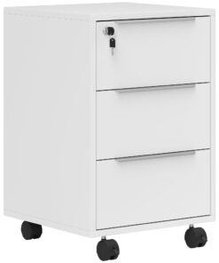 HOMCOM Three-Drawer Locking Filing Cabinet - White