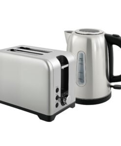 HOMCOM Simple Polished Toaster and Kettle Set - Silver Tone