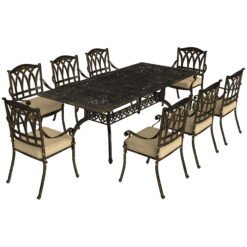 Outsunny Nine-Piece Cast Aluminium Garden Dining Set - Bronze Tone