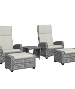 Outsunny 5-Piece Rattan Garden Furniture Set with Cushions - Grey