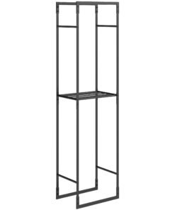 Outsunny Metal Firewood Log Holder, Heavy Duty Firewood Rack with Adjustable Shelf, Indoor Outdoor Fireplace Wood Storage Shelf, 45 x 31 x 170 cm, Black