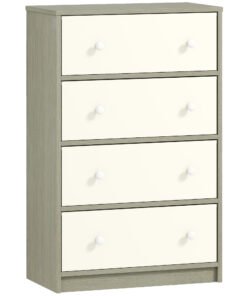 HOMCOM Chest of Drawers, Dresser with 4 Fabric Drawers - White and Grey